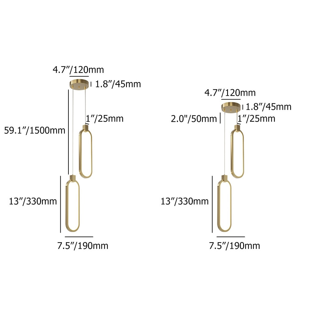 2-Lichtkreis Pendelleuchte Goldmessing Charmed Hängelampe