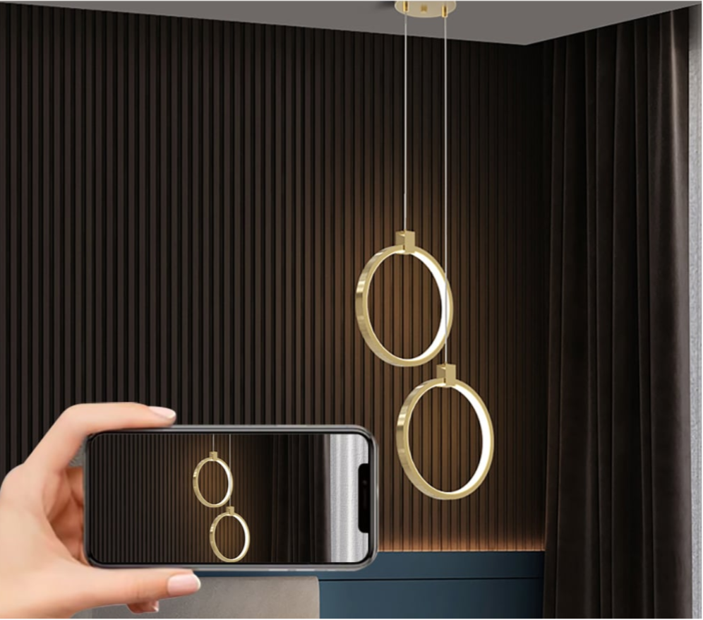 2-Lichtkreis Pendelleuchte Goldmessing Charmed Hängelampe